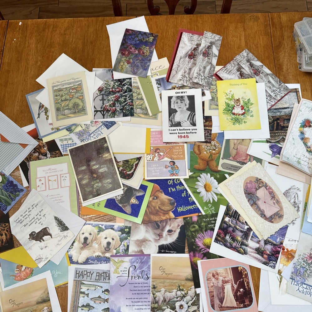 Lot of 50 Vintage Cards Greeting, Get Well soon, Birthday, & Christmas Cards